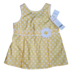 GYMBOREE 6 GIRLS Yellow & White Daisy Polka Dot Pleated Sleeveless Tank Top  NWT
